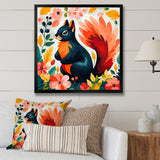 Blue and orange Forest Squirrel - Squirrel Living Room Wall Art