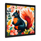 Blue and orange Forest Squirrel - Squirrel Living Room Wall Art