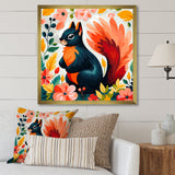 Blue and orange Forest Squirrel - Squirrel Living Room Wall Art