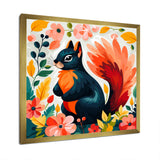 Blue and orange Forest Squirrel - Squirrel Living Room Wall Art