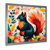 Blue and orange Forest Squirrel - Squirrel Living Room Wall Art