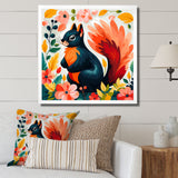 Blue and orange Forest Squirrel - Squirrel Living Room Wall Art