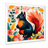 Blue and orange Forest Squirrel - Squirrel Living Room Wall Art