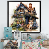 Corgi doghouse blooms - Dog Canvas Wall Art