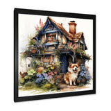 Corgi doghouse blooms - Dog Canvas Wall Art
