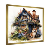 Corgi doghouse blooms - Dog Canvas Wall Art