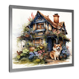 Corgi doghouse blooms - Dog Canvas Wall Art