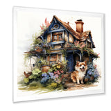 Corgi doghouse blooms - Dog Canvas Wall Art