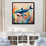 Colorful whale underwater majesty - Green Whale Wall Art