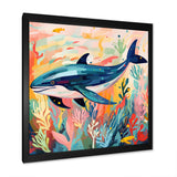 Colorful whale underwater majesty - Green Whale Wall Art