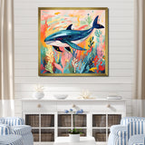 Colorful whale underwater majesty - Green Whale Wall Art