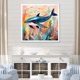 Colorful whale underwater majesty - Green Whale Wall Art