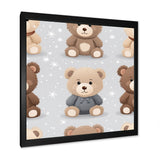 Brown and grey Teady bear nursery - Bear Large Canvas Wall Art