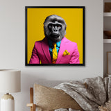 Yellow pink Gorilla in suit - Gorilla Bedroom Wall Art