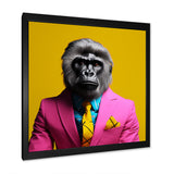 Yellow pink Gorilla in suit - Gorilla Bedroom Wall Art