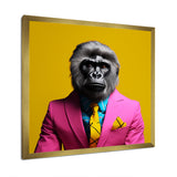 Yellow pink Gorilla in suit - Gorilla Bedroom Wall Art