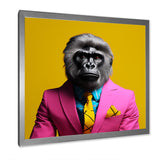 Yellow pink Gorilla in suit - Gorilla Bedroom Wall Art