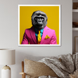 Yellow pink Gorilla in suit - Gorilla Bedroom Wall Art
