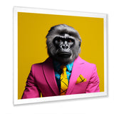 Yellow pink Gorilla in suit - Gorilla Bedroom Wall Art