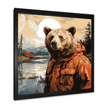 Orange Bear detective countryside - Bear Wall Art Prints