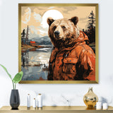 Orange Bear detective countryside - Bear Wall Art Prints