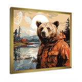 Orange Bear detective countryside - Bear Wall Art Prints