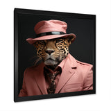 Pink suited up cheetah - Cheetah Fashion Home Decor Art