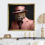 Pink suited up cheetah - Cheetah Fashion Home Decor Art