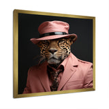Pink suited up cheetah - Cheetah Fashion Home Decor Art