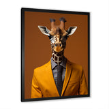 Yellow and brown suited up giraffe - Giraffe Fashion Living Room Wall Art