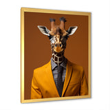 Yellow and brown suited up giraffe - Giraffe Fashion Living Room Wall Art