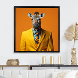 Yellow and orange suited up zebra - Zebra Fashion Bedroom Wall Art