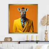 Yellow and orange suited up zebra - Zebra Fashion Bedroom Wall Art