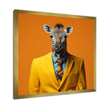 Yellow and orange suited up zebra - Zebra Fashion Bedroom Wall Art