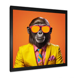 Yellow and orange suited up Monkey - Monkey Fashion Canvas Wall Art
