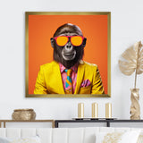 Yellow and orange suited up Monkey - Monkey Fashion Canvas Wall Art