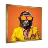 Yellow and orange suited up Monkey - Monkey Fashion Canvas Wall Art