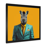 Yellow and blue suited up zebra - Zebra Fashion Wall Decor