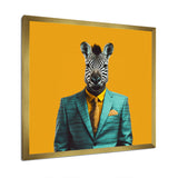 Yellow and blue suited up zebra - Zebra Fashion Wall Decor