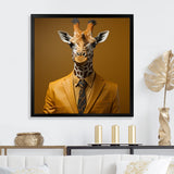 Yellow and brown suited up fashion giraffe - Giraffe Fashion Wall Decor
