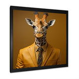 Yellow and brown suited up fashion giraffe - Giraffe Fashion Wall Decor