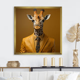Yellow and brown suited up fashion giraffe - Giraffe Fashion Wall Decor