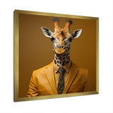 Yellow and brown suited up fashion giraffe - Giraffe Fashion Wall Decor