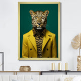 Yellow and green suited up cheetah - Tiger Fashion Large Canvas Wall Art