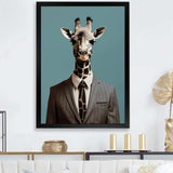 Grey Giraffe fashion suit  II - Animals Canvas Wall Art