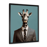 Grey Giraffe fashion suit  II - Animals Canvas Wall Art