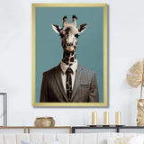 Grey Giraffe fashion suit  II - Animals Canvas Wall Art