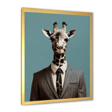 Grey Giraffe fashion suit  II - Animals Canvas Wall Art