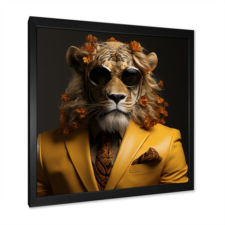 Lion in suit fashion Elegance - Lion Fashion Living Room Wall Art