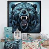 Blue Roaring bear portrait - Bear Living Room Wall Art